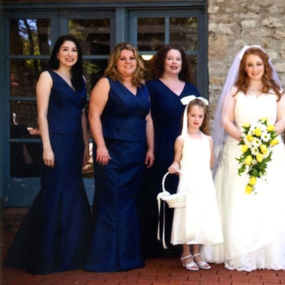 Dark Navy Taffeta 2-piece evening gown - Picture 5 of 6